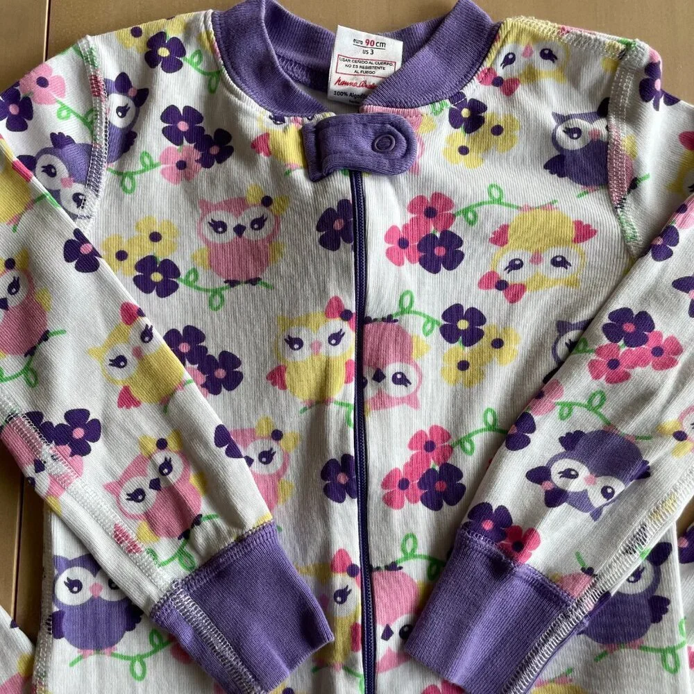 Hanna Andersson Organic Cotton Baby Zip Zipper Sleeper, Multi Owls‎ - Size 3